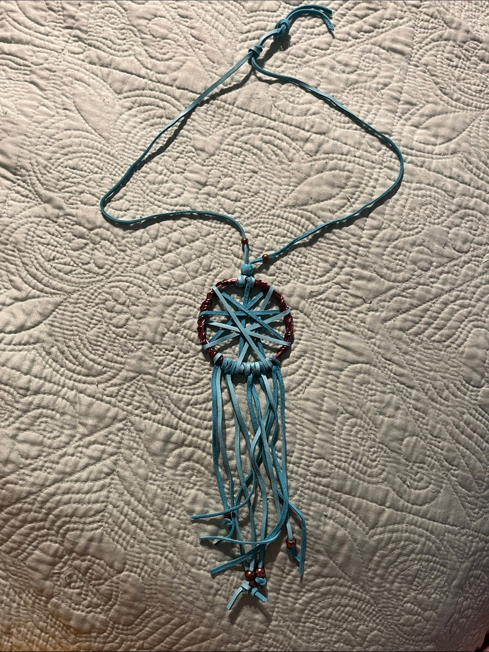 Turquoise Fringe Dreamcatcher Pendant Necklace